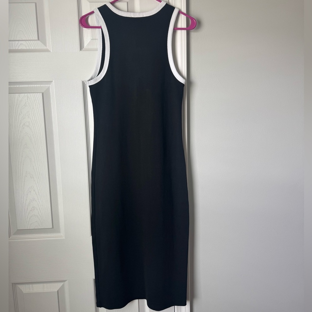 Zara Slim-fitted Black Dress with White Trim